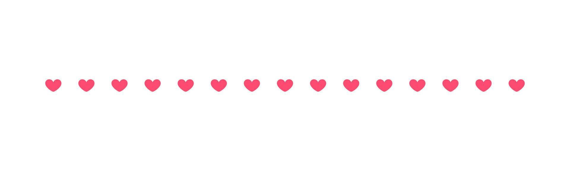 Pink hearts pattern border separator. Valentines romantic pastel simple flat clipart vector illustration