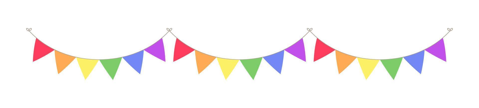 Rainbow pennant garland bunting divider simple vector illustration clipart