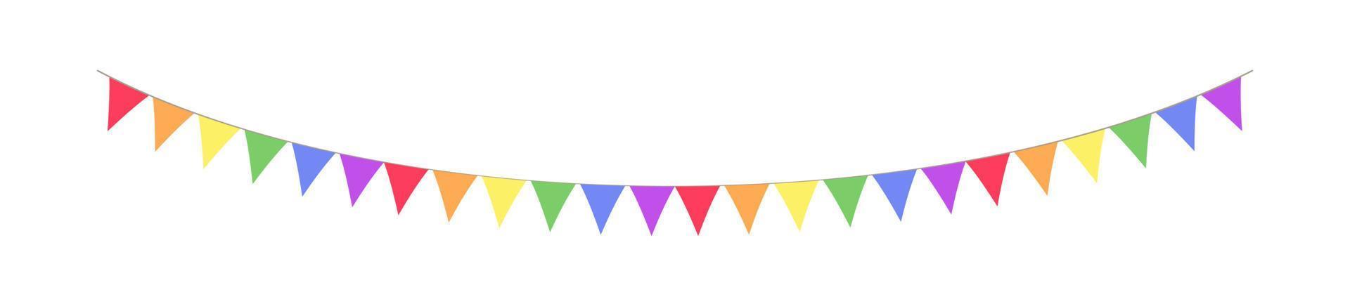 Rainbow pennant garland bunting divider simple vector illustration clipart