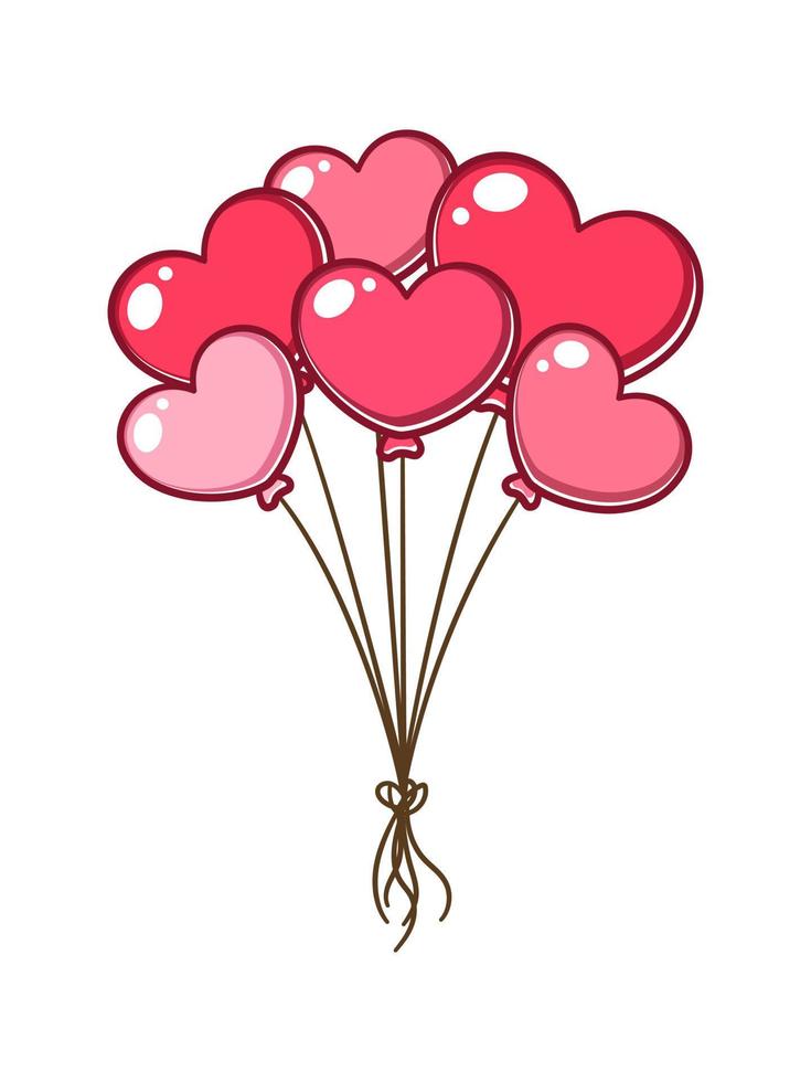 Group of heart balloons tied together cartoon vector clipart