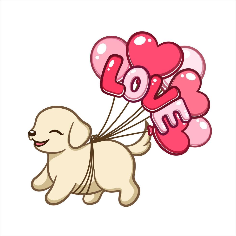 Cute dog with Valentine's Day balloons cartoon illustration 16137779 Vector  Art at Vecteezy