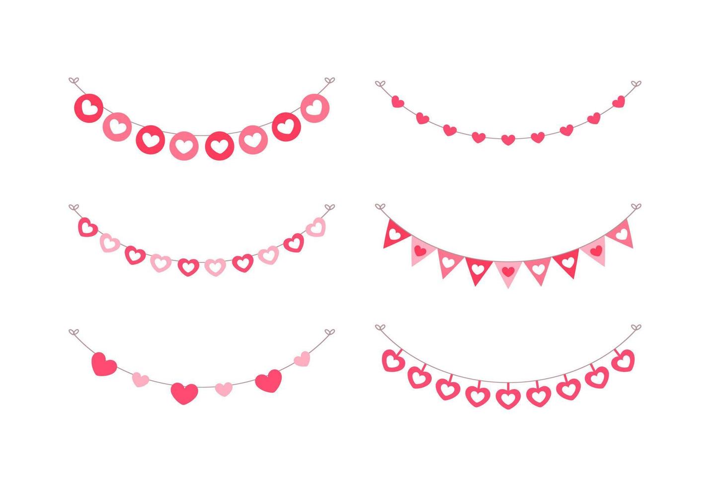 Valentine's Day bunting clipart set vector illustration