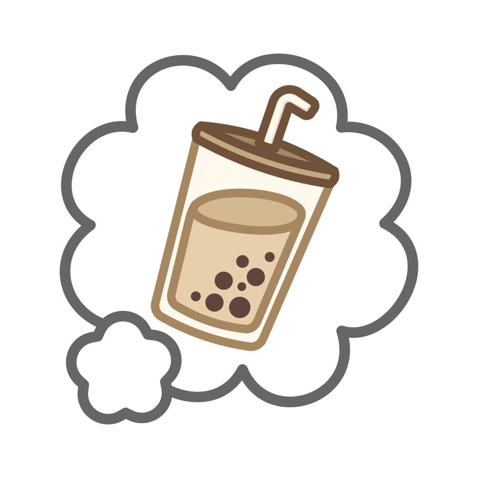 Simple cute milk tea in a white speech bubble cartoon vector colored illustration menu logo icon