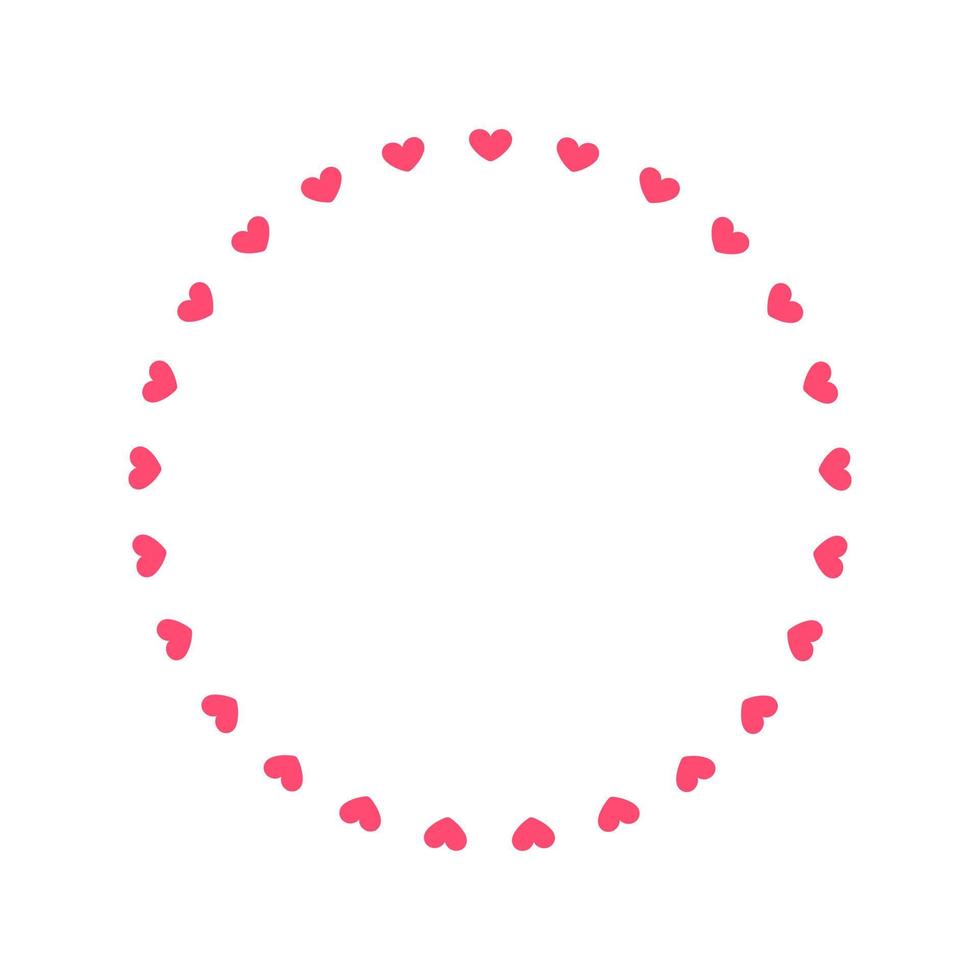 Round pastel frame with heart pattern design. Simple minimal Valentine's Day decorative element. vector