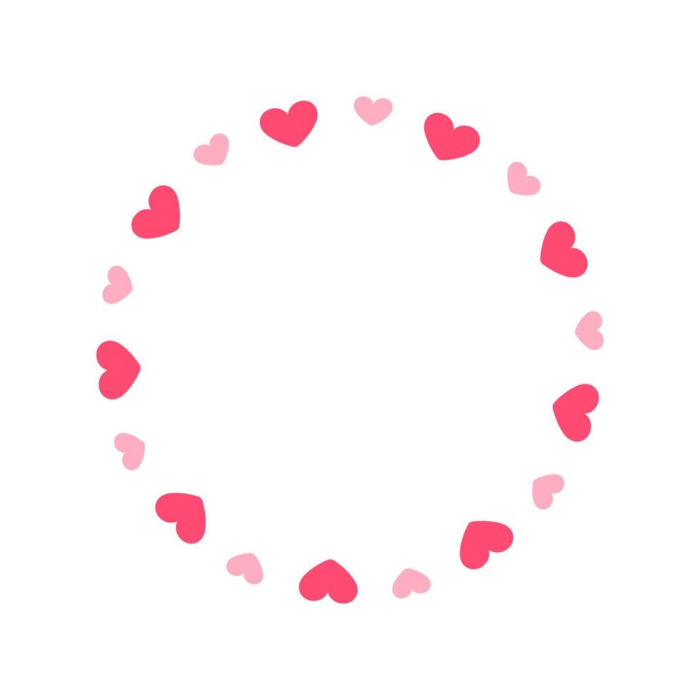 Round pastel frame with heart pattern design. Simple minimal Valentine's Day decorative element. vector