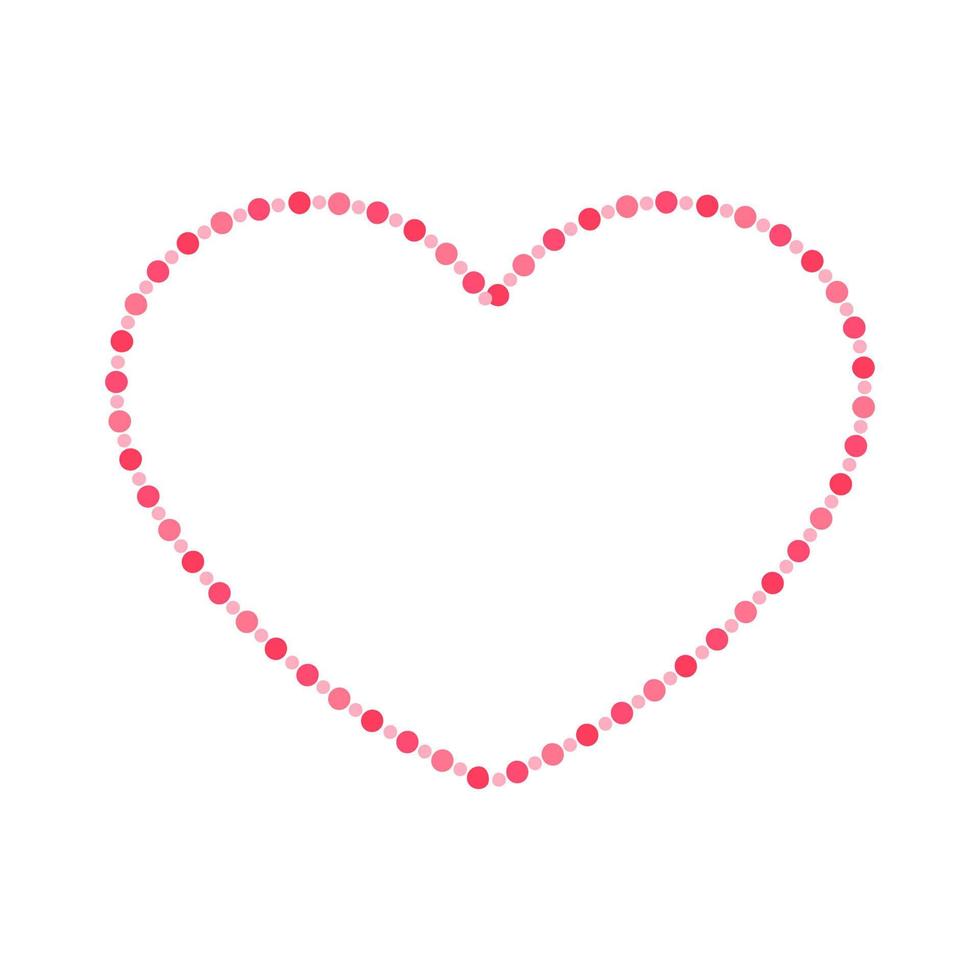 marco en forma de corazón con diseño de patrón de lunares rosa y rojo pastel. elemento decorativo minimalista simple del día de san valentín. vector