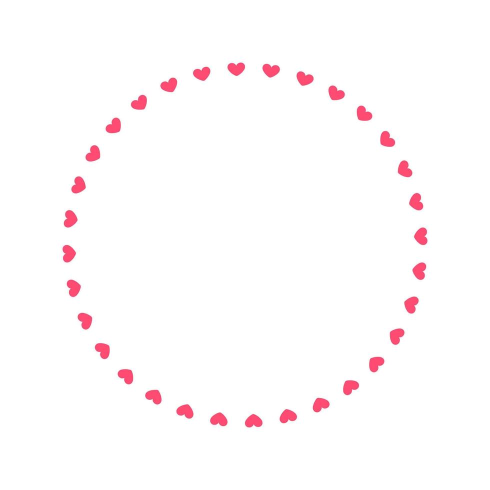 Round pastel frame with heart pattern design. Simple minimal Valentine's Day decorative element. vector