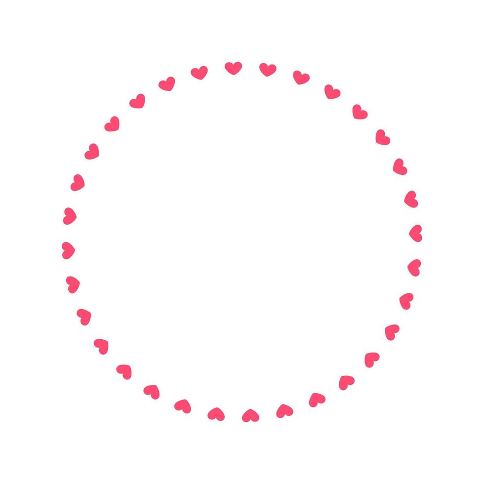 Round pastel frame with heart pattern design. Simple minimal Valentine's Day decorative element. vector