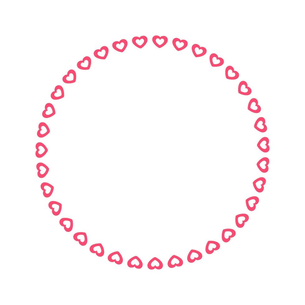 Round pastel frame with heart pattern design. Simple minimal Valentine's Day decorative element. vector