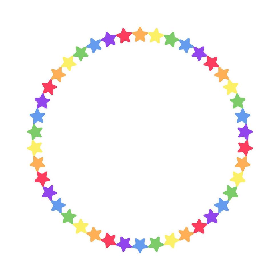 Rainbow colored stars frame. Simple minimal border template. vector