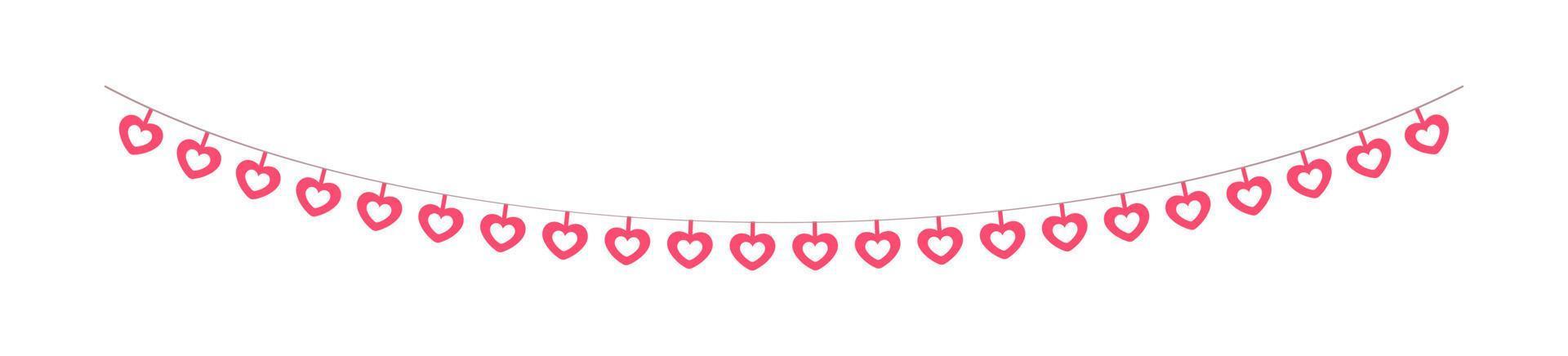 Valentine's Day red hearts banner bunting vector illustration clipart