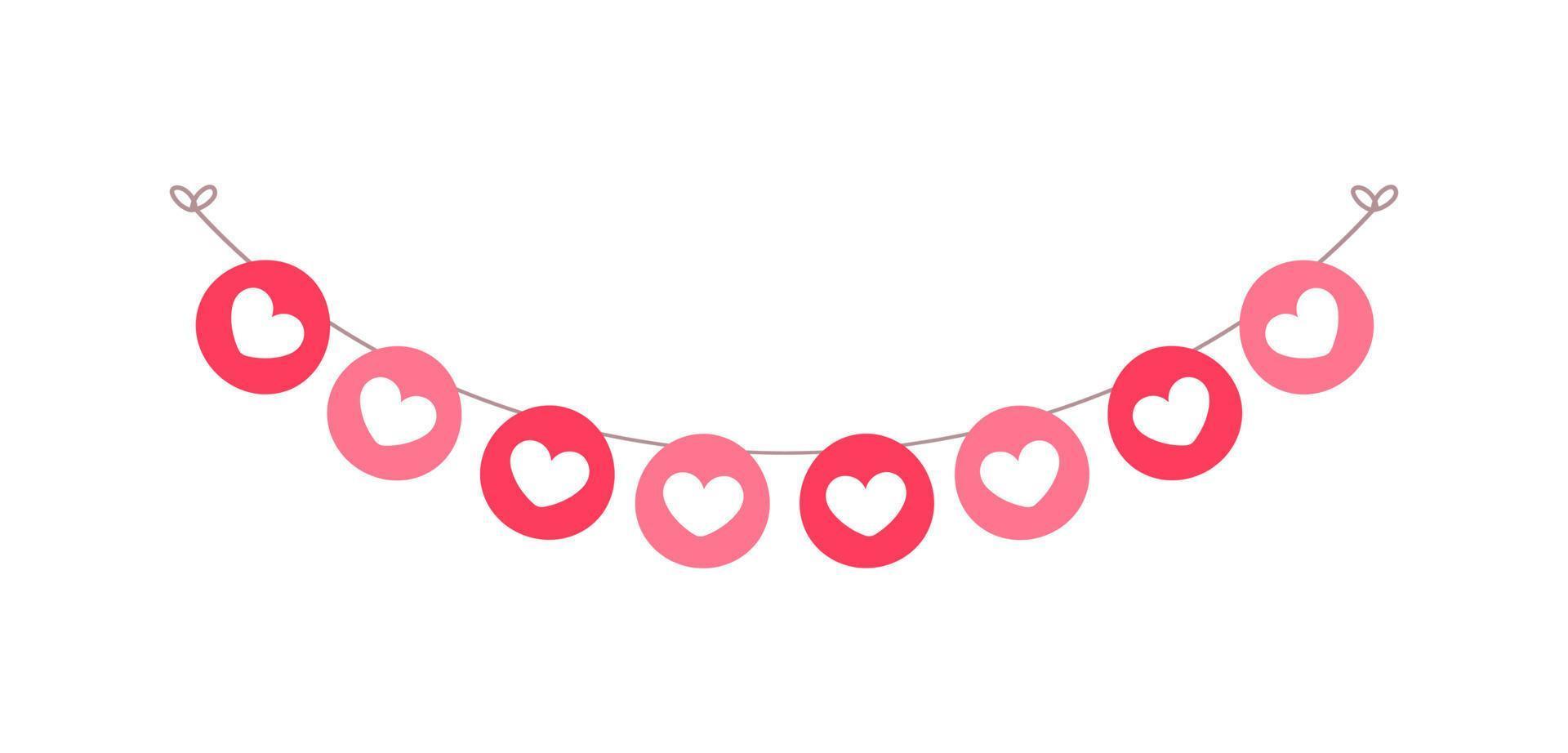 Valentine's Day pastel red hearts banner bunting vector illustration clipart