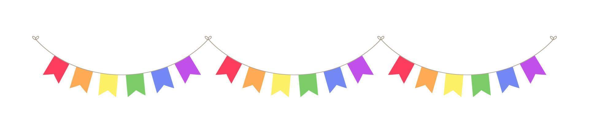 Rainbow flag garland bunting divider simple vector illustration clipart