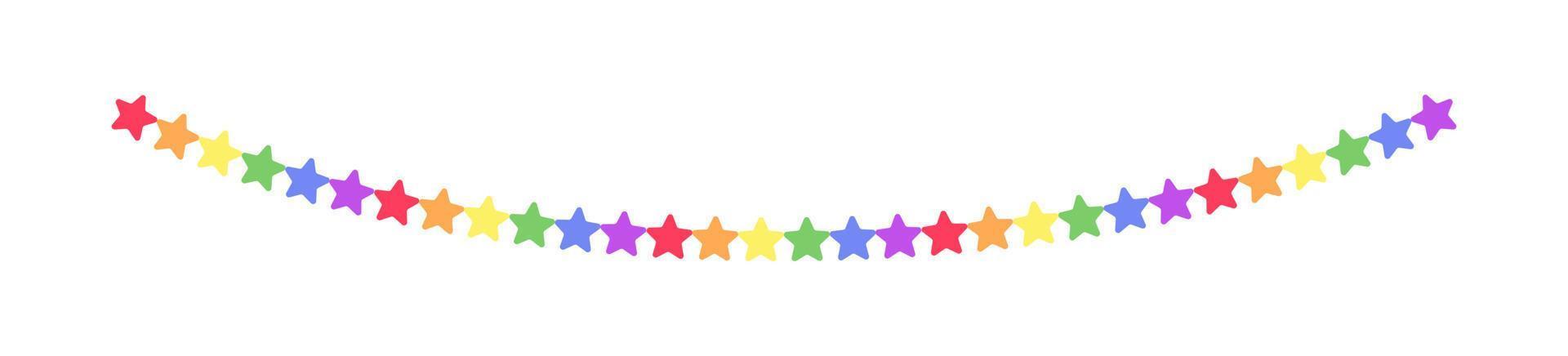 arco iris estrellas mes del orgullo garland empavesado divisor simple vector ilustración clipart