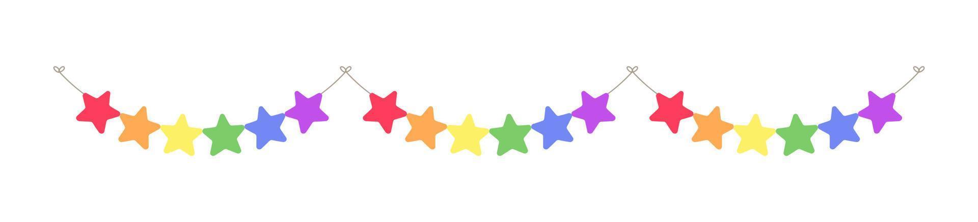 arco iris estrellas mes del orgullo garland empavesado divisor simple vector ilustración clipart