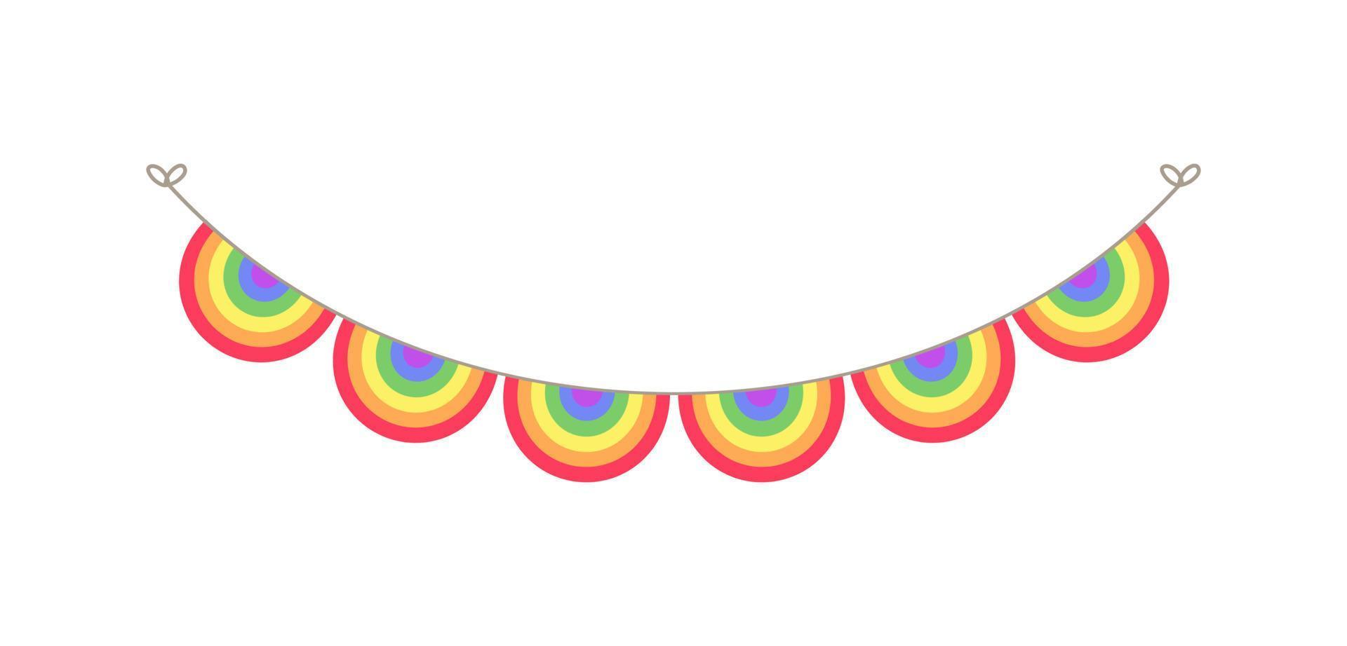 Rainbow scalloped garland bunting divider simple vector illustration clipart