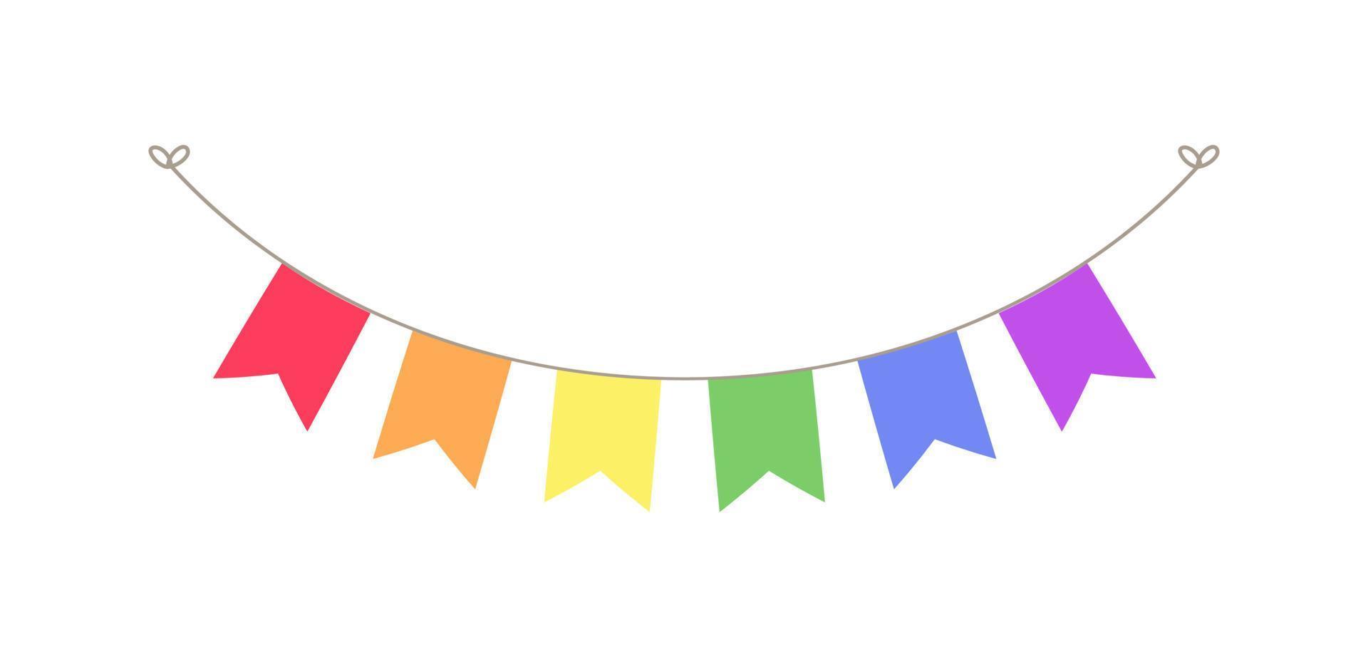 Rainbow flag garland bunting divider simple vector illustration clipart