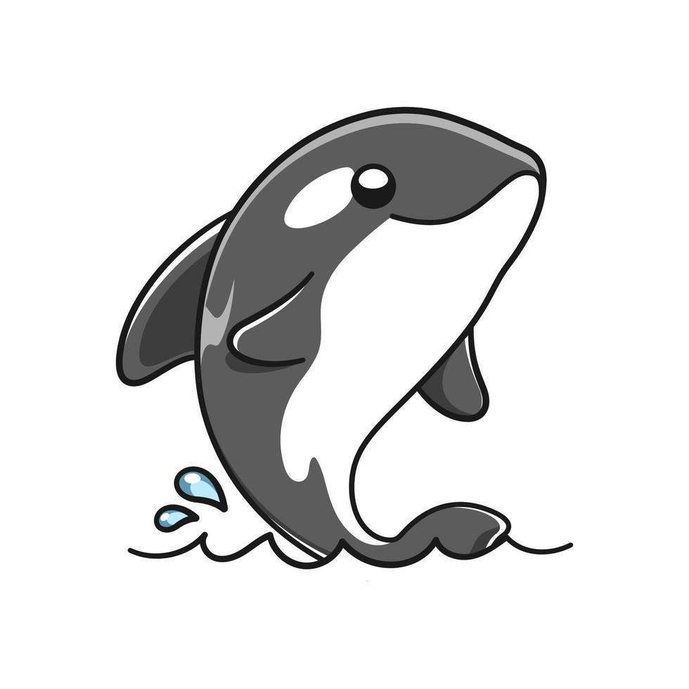 linda ilustración de vector de ballena orca. clipart de dibujos animados de ballena asesina.