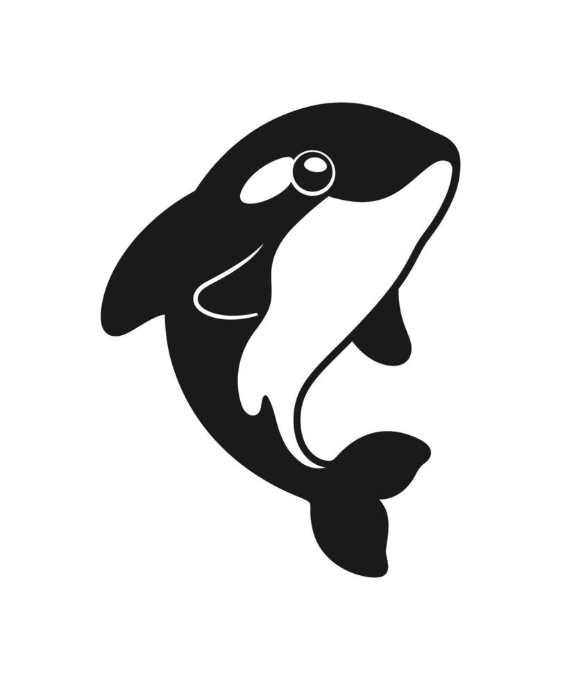 linda ilustración de vector de ballena orca. clipart de dibujos animados de ballena asesina.