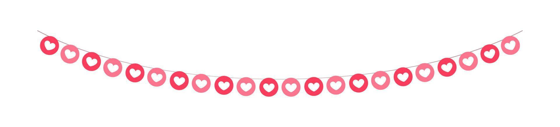 Valentine's Day red hearts banner bunting vector illustration clipart