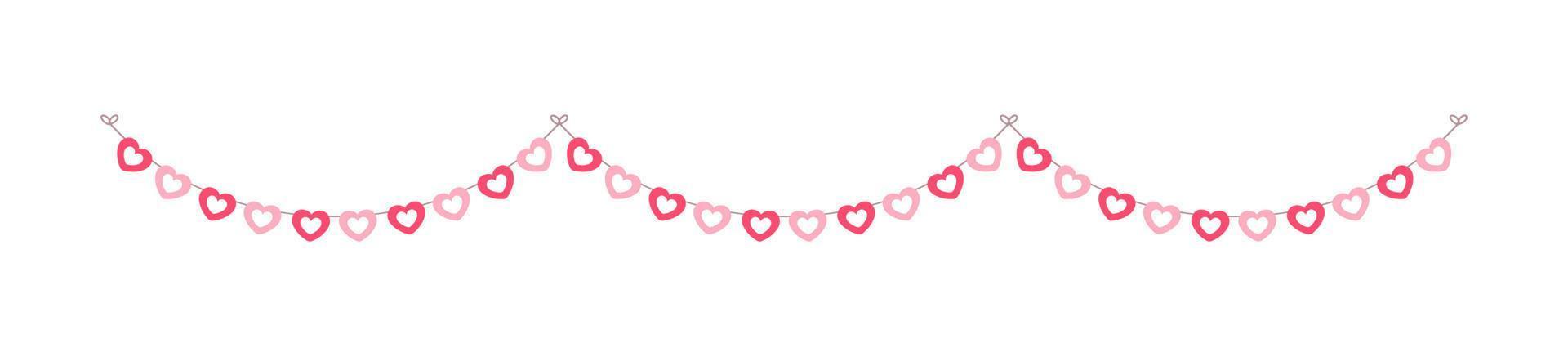 Valentine's Day pastel red hearts banner bunting vector illustration clipart