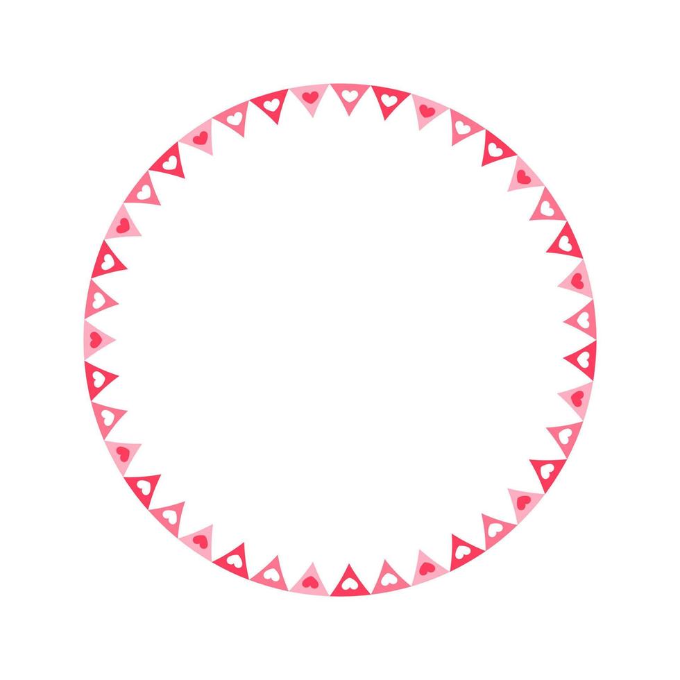 Round pastel frame with heart pattern design. Simple minimal Valentine's Day decorative element. vector