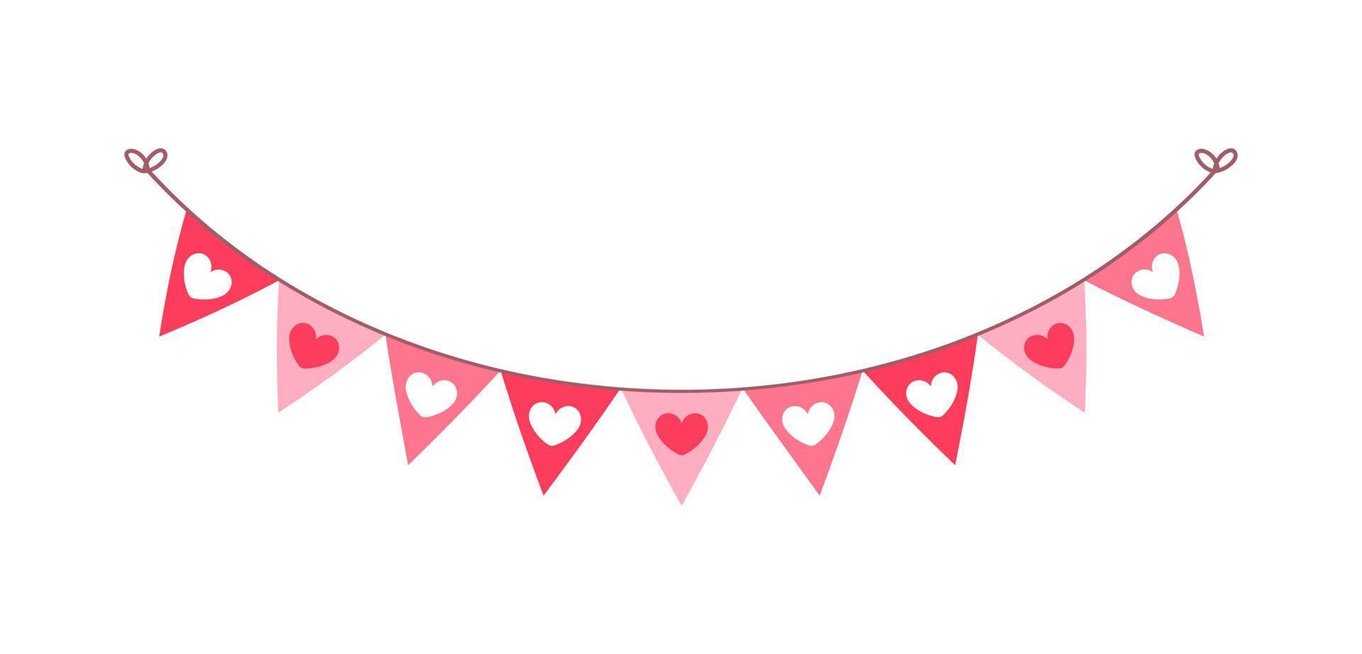 día de san valentín triángulo banderín banner empavesado vector ilustración clipart