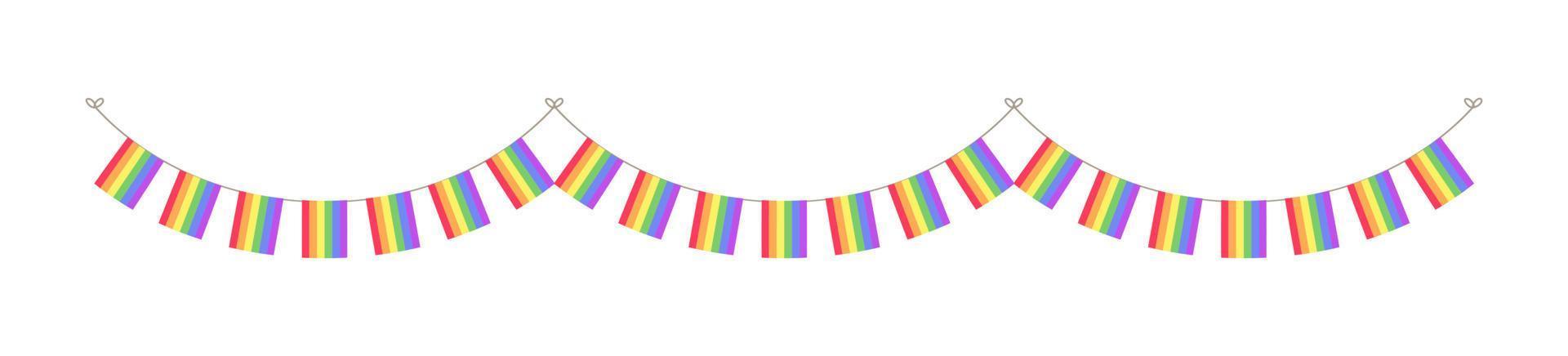 Rainbow flag pride month garland bunting divider simple vector illustration clipart