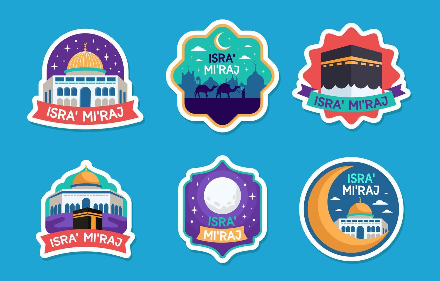 Set of Isra Miraj Chat Sticker in Flat Style vector