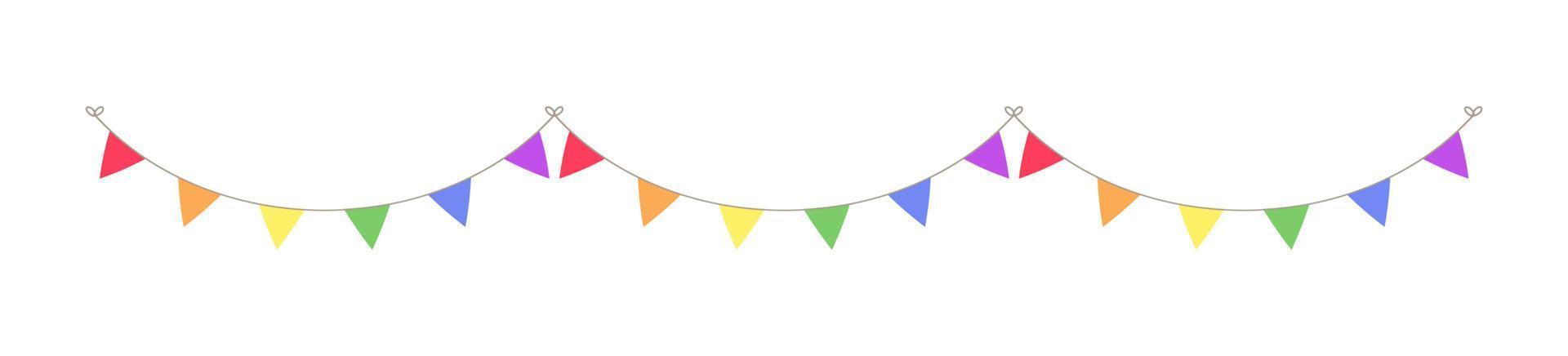 Rainbow pennant garland bunting divider simple vector illustration clipart