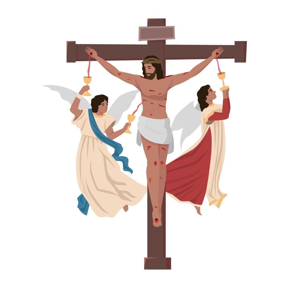 The precious blood of Jesus. Flat vector illustration isolated on white background