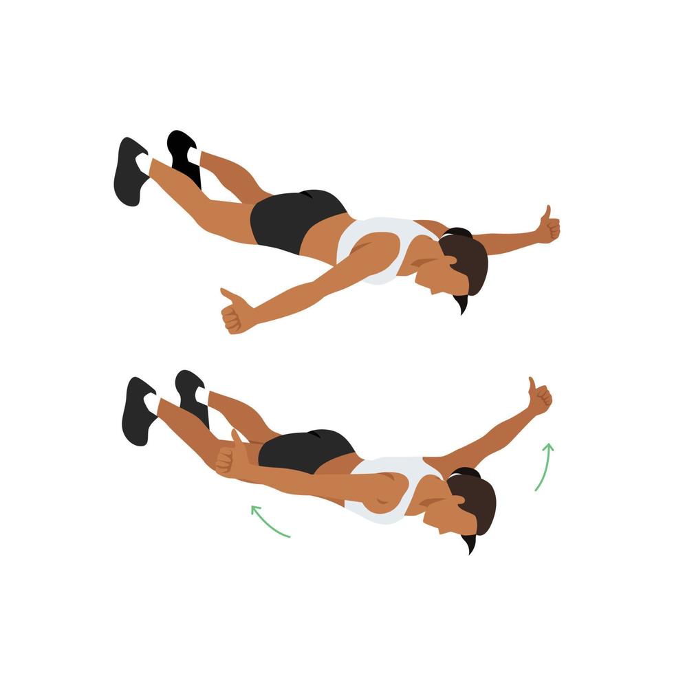 Woman doing Floor t raises exercise. Flat vector illustration isolated on white background
