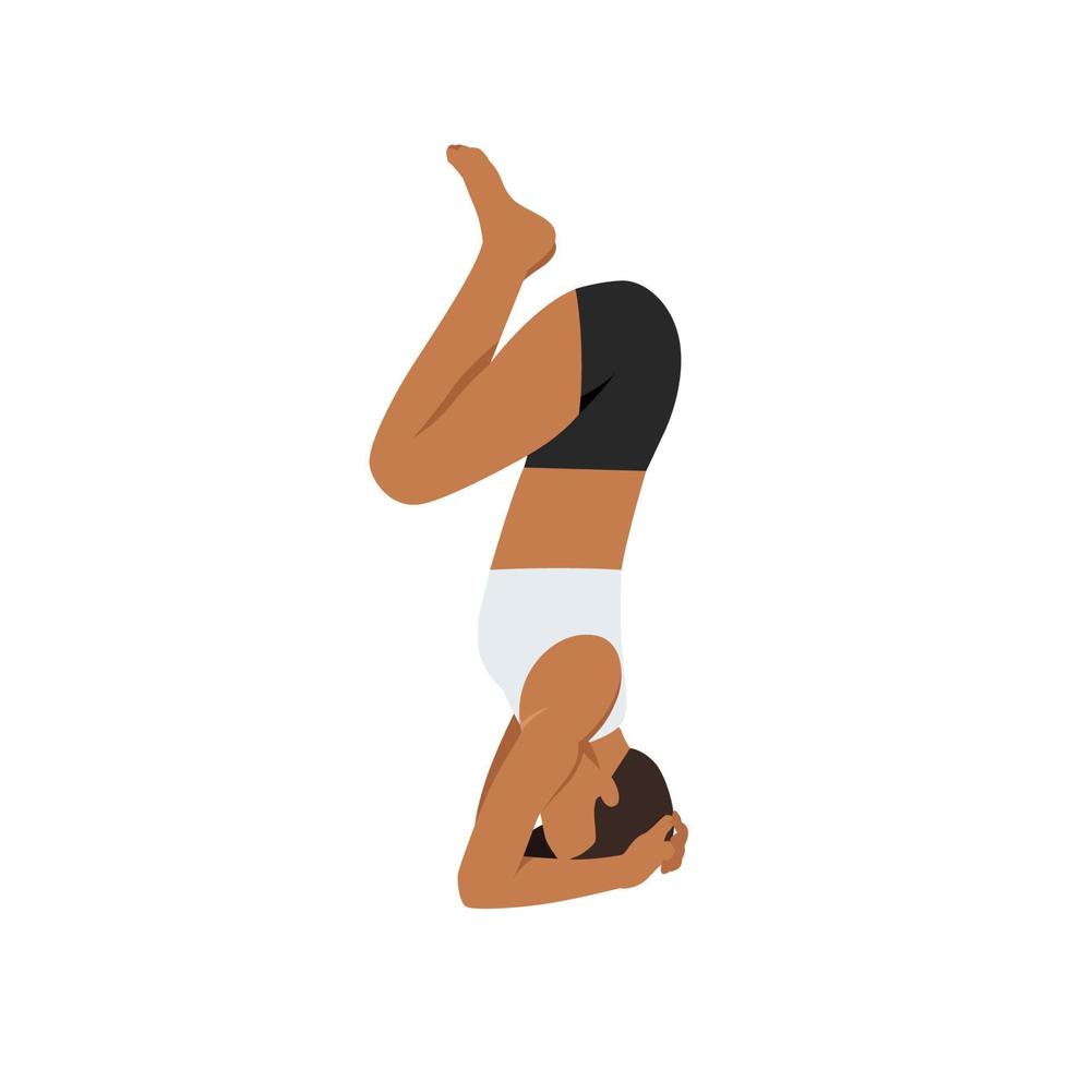 Woman doing Squeezing Pose. Practice Akunchanasana. Flat vector illustration isoalated on white background