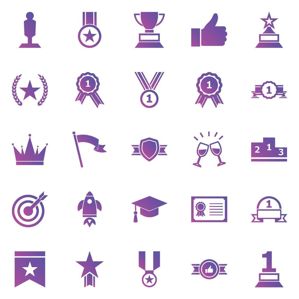 Success gradient icons on white background vector