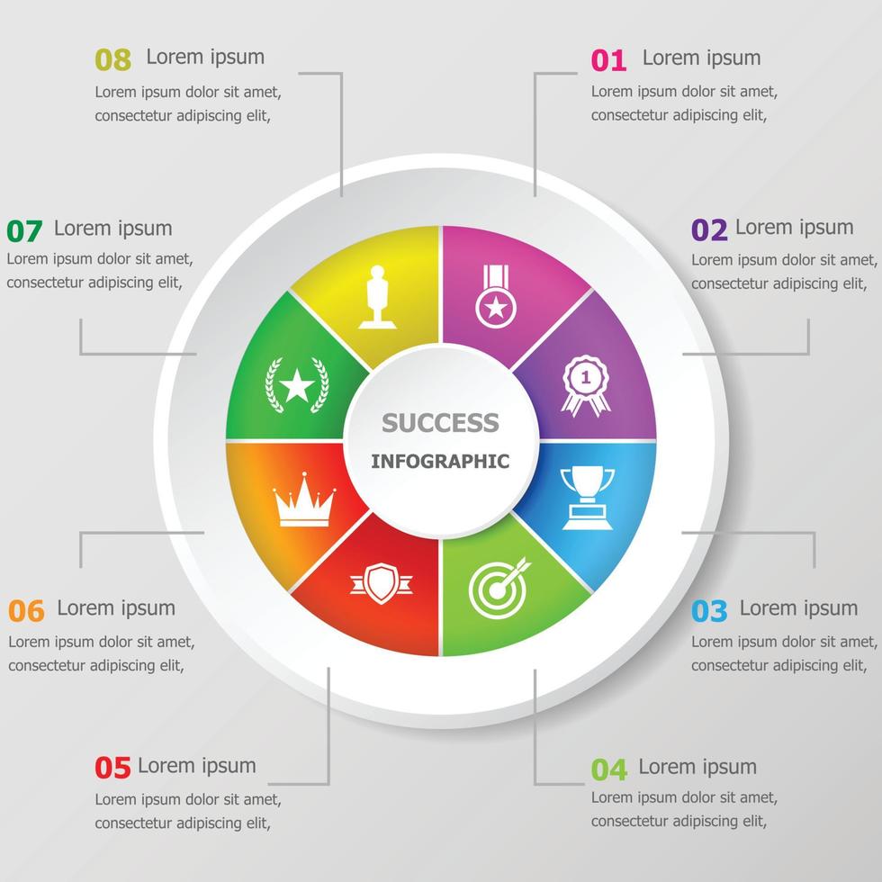 plantilla de diseño infográfico con iconos de éxito vector