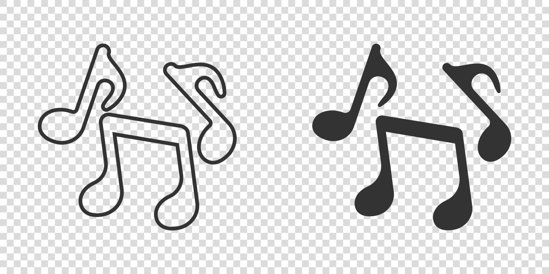 Music note icon in flat style. Song vector illustration on white isolated background. Musician sign business concept.