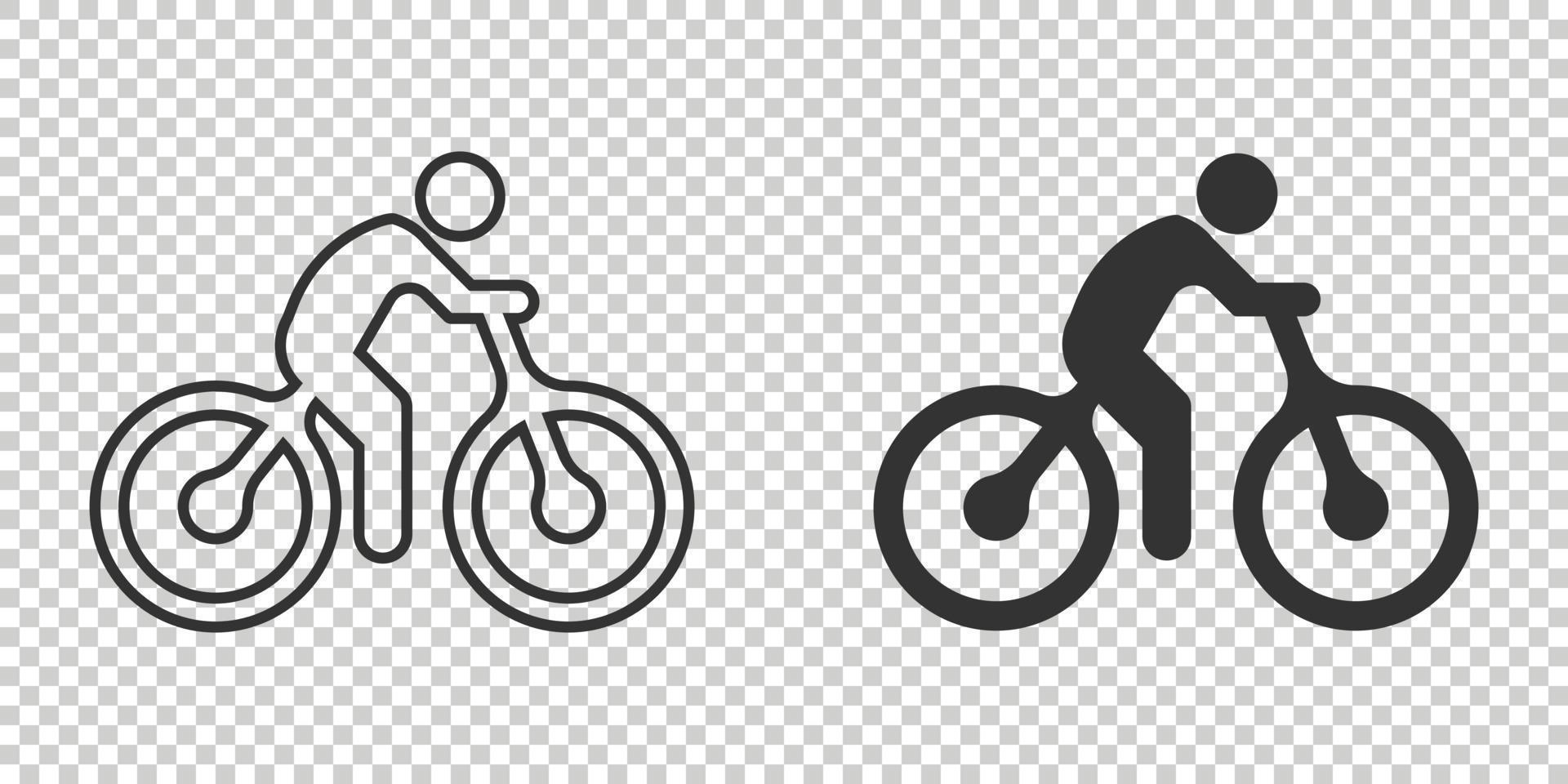 Bicycle icon in flat style. Bike with people vector illustration on white isolated background. Rider business concept.