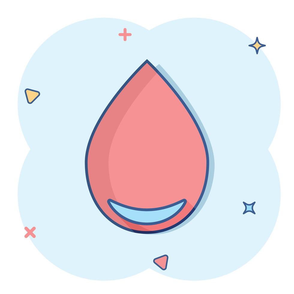 Water drop icon in comic style. Raindrop vector cartoon illustration pictogram. Droplet water blob business concept splash effect.