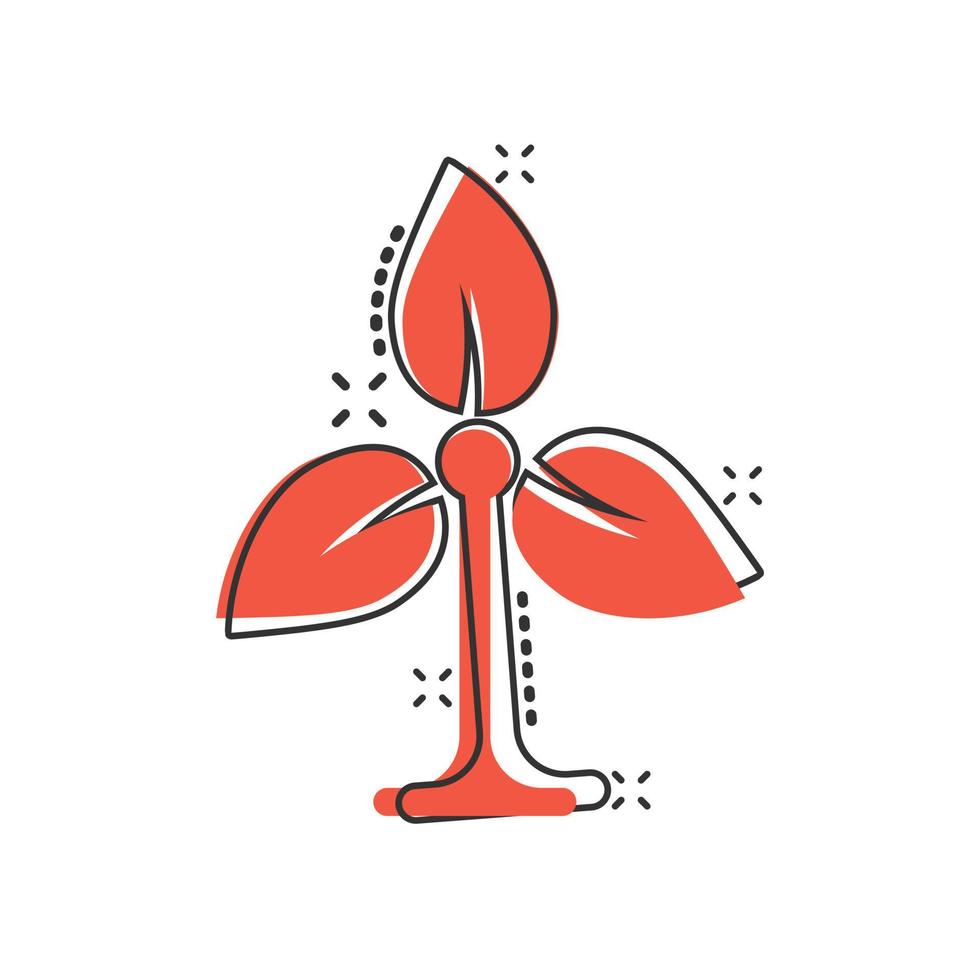 Leaf icon in comic style. Plant cartoon vector illustration on white isolated background. Flower splash effect sign business concept.
