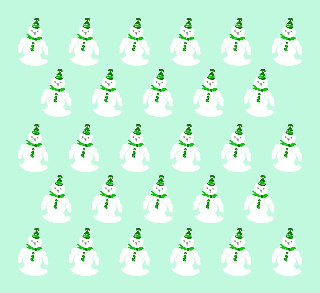 Snowman with green hat pattern vector illustration