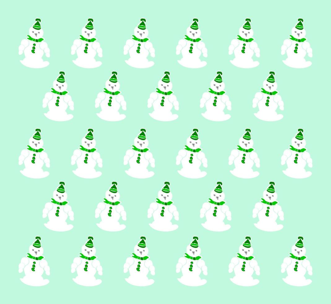 Snowman with green hat pattern vector illustration