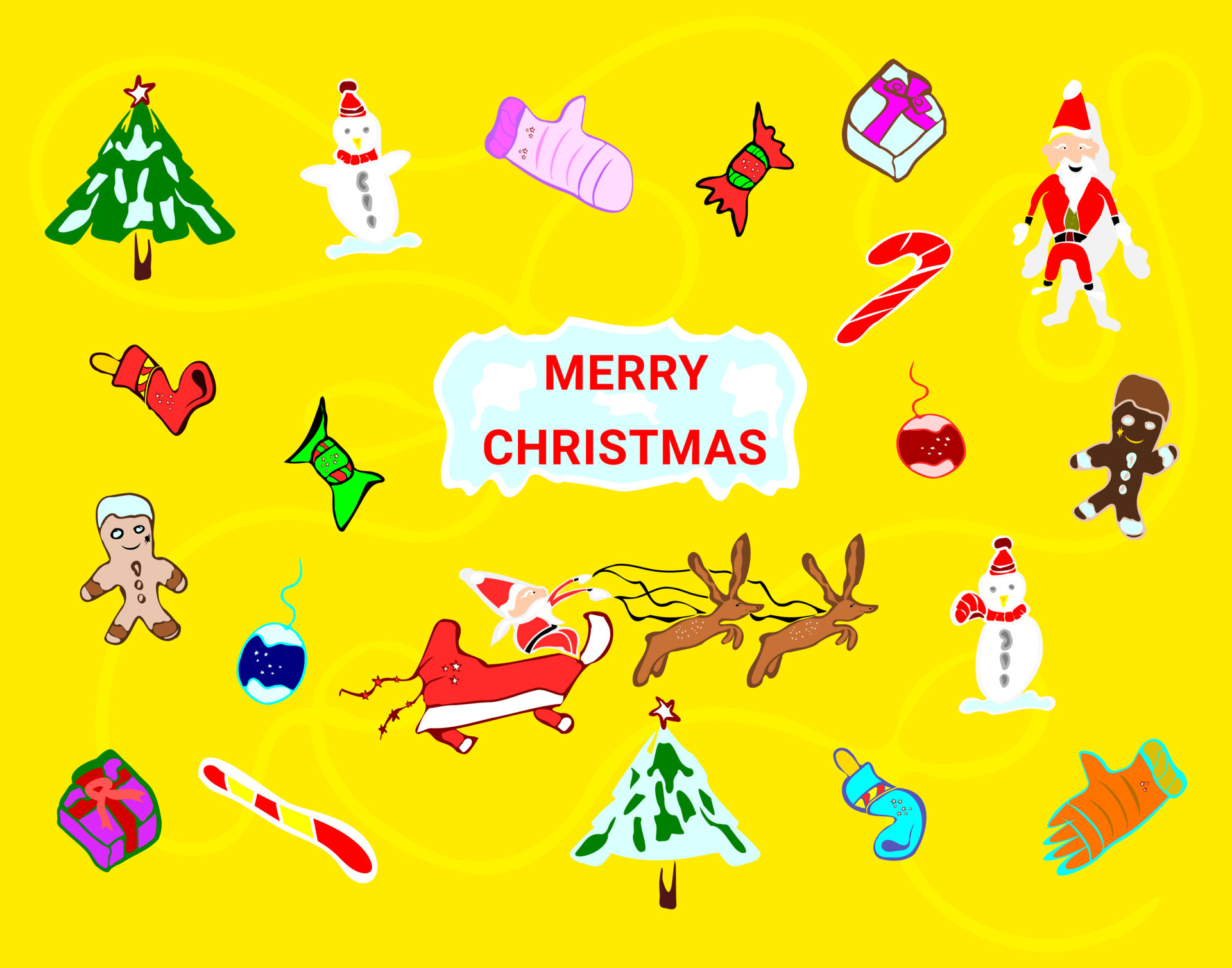 Collection of Christmas Day and New Year Holiday icon decoration