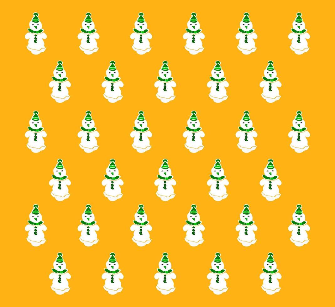 White Snowman pattern illustration on orange background vector