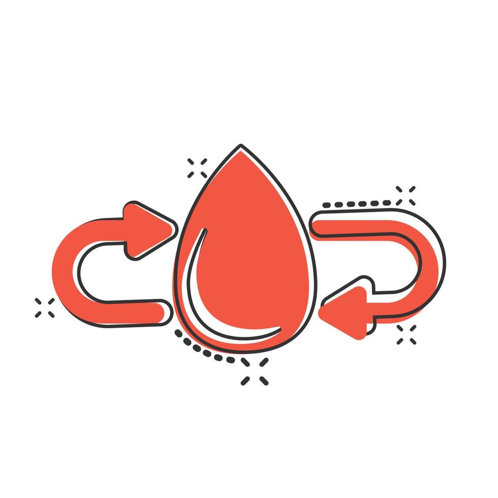Water drop icon in comic style. Droplet cartoon vector illustration on white isolated background. Recycle splash effect sign business concept.