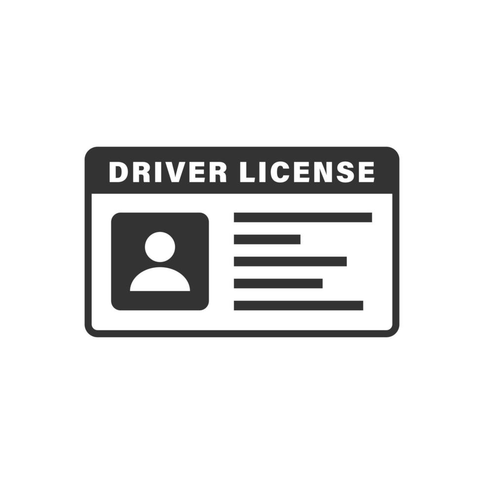 icono de licencia de conducir en estilo plano. Ilustración de vector de tarjeta de identificación sobre fondo blanco aislado. concepto de negocio de identidad.