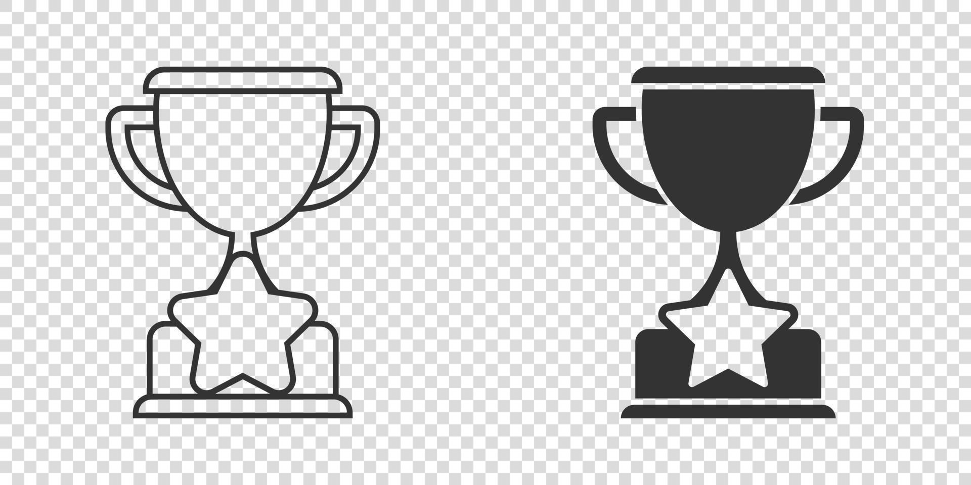 Trophy cup icon in flat style. Goblet prize vector illustration on isolated background. Award sign business concept.