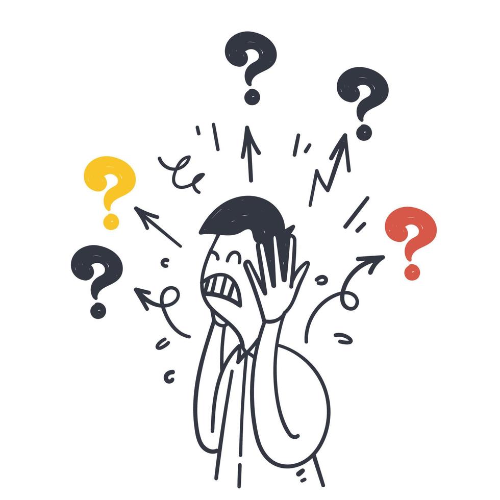 hand drawn doodle Confused person for choice illustration vector isolate