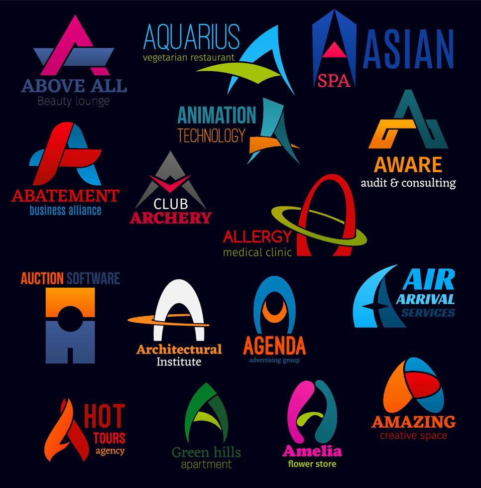 A letter business identity icons vector