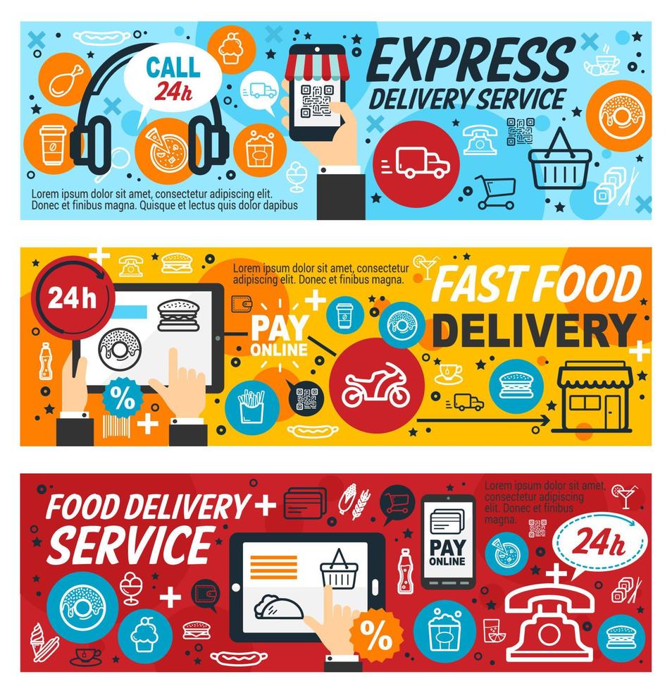 Fast food restaurant online order and delivery vector