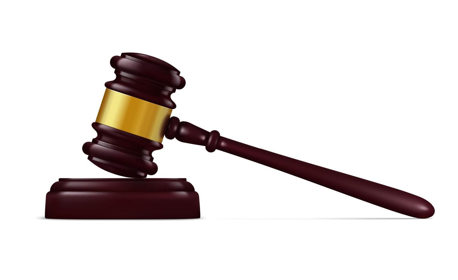 Decision mallet and judge hammer, court vector